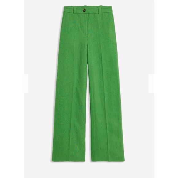 Boden Westbourne Linen Pants 12 Long Tall Kelly Green Wide Leg Career Casual - Picture 6 of 12